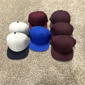 Set of 7 Solid Baseball Caps - Blue, White, Maroon